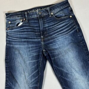 American Eagle Airflex Athletic Straight Jeans Mens 32x29 Temp Tech Blue Stretch